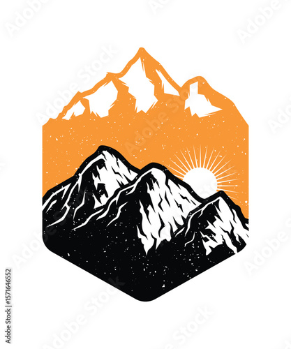 Orange Sky Peaks Design, EPS, VECTOR
