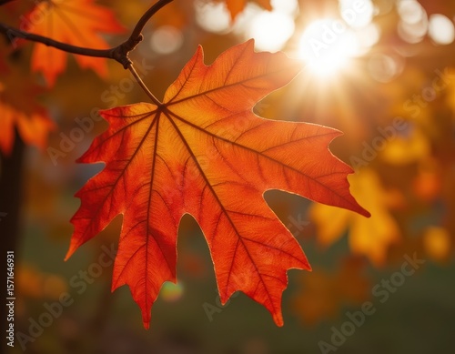 hyper realistic 3d maple leaf made of fabric, twisting mid air with backlighting and soft dof.