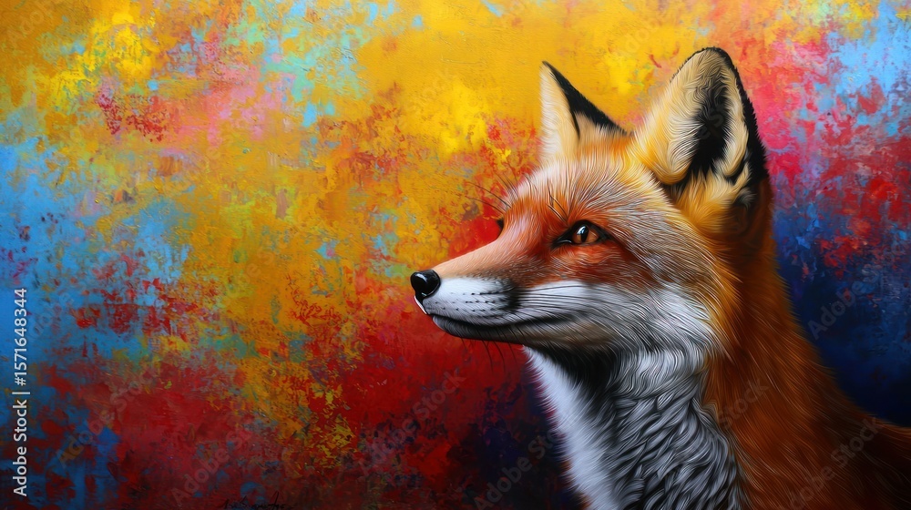 custom made wallpaper toronto digitalRed Fox Portrait Against Colorful Abstract Background