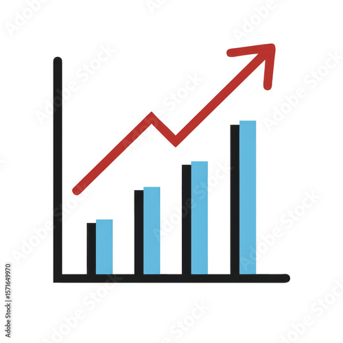 Free Download Bar chart with rising trend line isolated on transparent background - GFXLoad