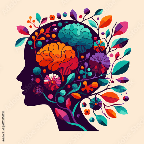  Woman's Mind Blooming with Vibrant Creativity and Colorful Intelligence