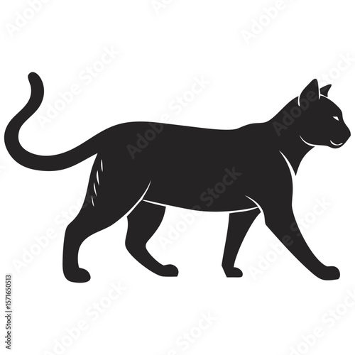 Cute Walking Cat Silhouette – Stylized Animal Vector