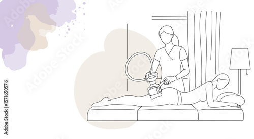 Therapist performing massage therapy on client in relaxing setting  