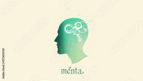 Stylized Teal Head Logo with Creative Connections on Pale Yellow