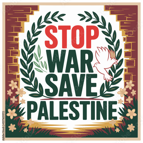 Save Gaza free Palestine Poster