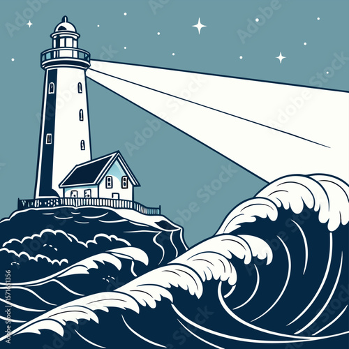 Stormy Sea with Lighthouse – Metaphor for Market Instability