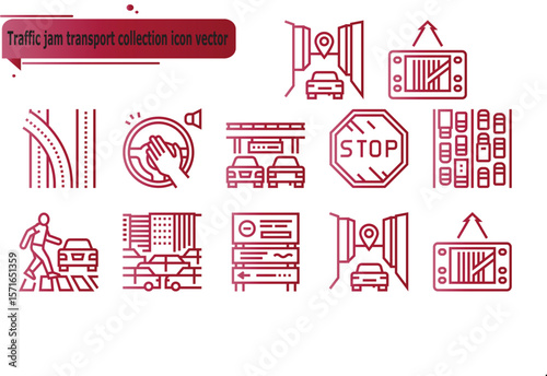 Traffic jam transport collection icon vector