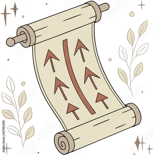 Scroll with Arrows and Doodles – Vintage Business Vector