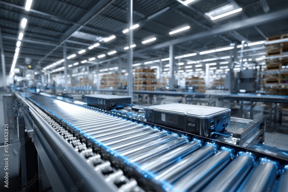 Naklejka premium Intelligent factory production line showcasing automated processes and advanced technology for efficient manufacturing operations