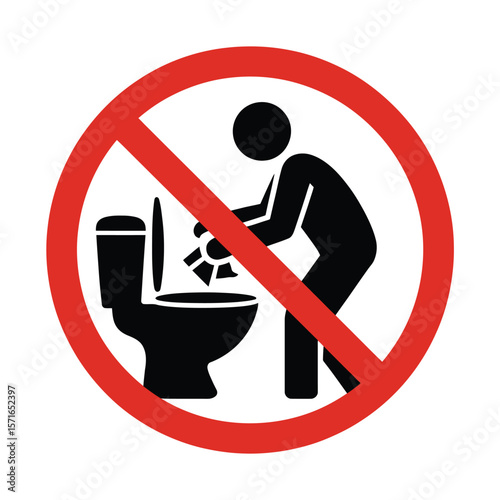 Do not flush anything other than toilet paper down the toilet sign