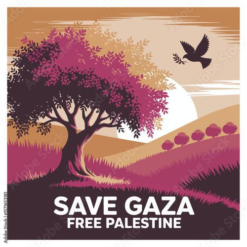 Save Gaza free Palestine Poster