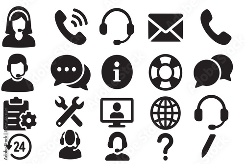 Customer Support & Service Icons: Help & Contact