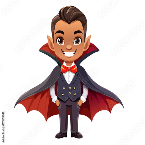 Cartoon Vampire Character – Vector Illustration on White Background for Halloween and Spooky Design Themes


