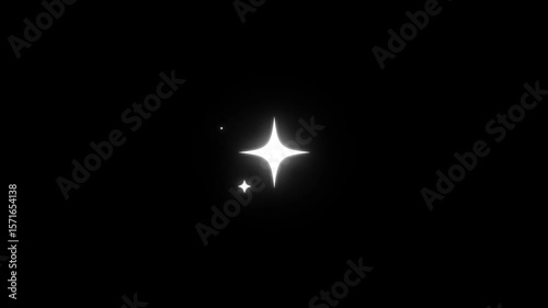 Star twinkling, Sparkle Star animation, Soft Shining Stars , blinking light effect on black screen background. Shimmering ligh,magic flash or glitter motion explosion animated effect. 4k animation