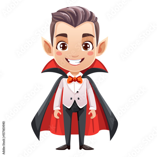 Cartoon Vampire Character – Vector Illustration on White Background for Halloween and Spooky Design Themes

