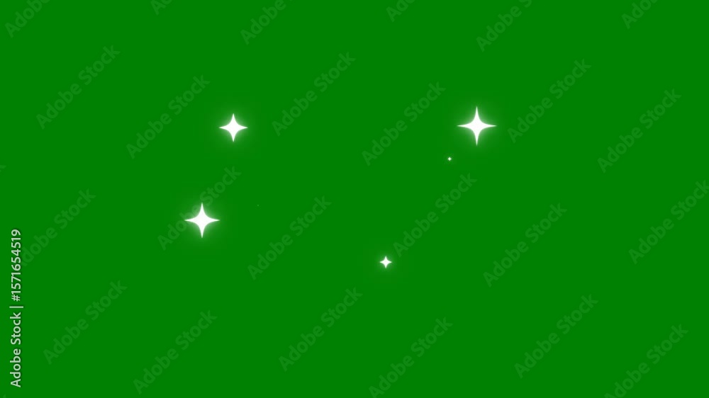 Star twinkling, Sparkle Star animation, Soft Shining Stars , blinking light effect on green screen background. Shimmering ligh,magic flash or glitter motion explosion animated effect. 4k animation