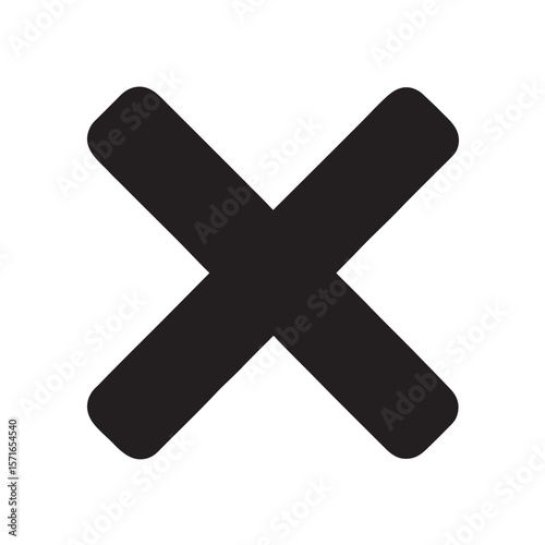 Simple black cross symbol with rounded corners