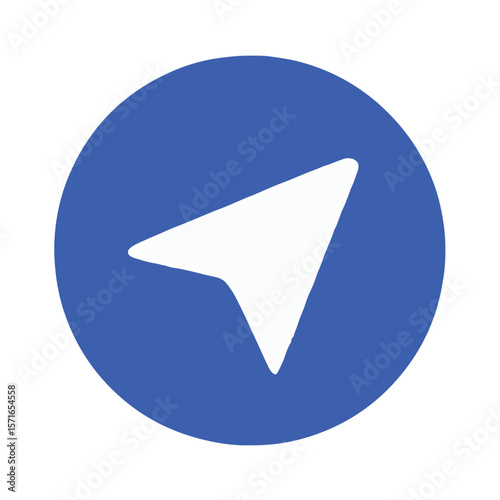 Simple blue circle with a white paper airplane icon representing travel or communication