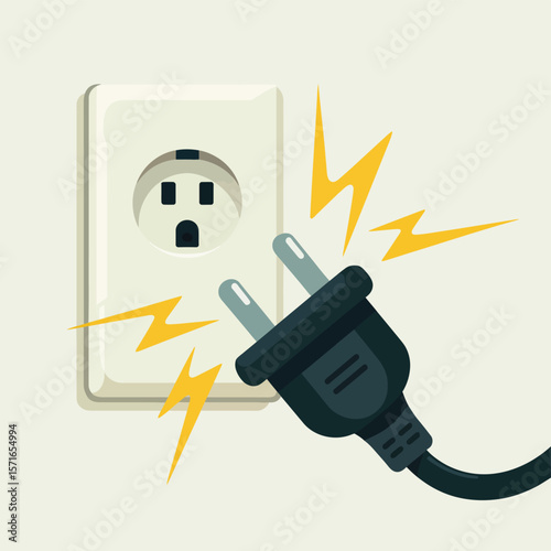 Electrical plug sparks near wall socket danger of electric shock hazard