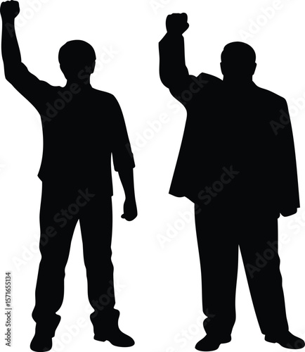 Raised Fist Silhouette Illustration, Symbol of Protest and Strength - Vector Art for Social Issues and Empowerment