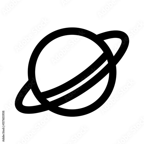 Simple outline illustration of a planet with rings  