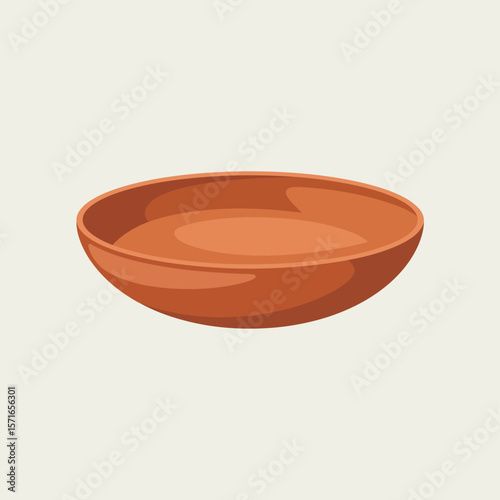 Simple terracotta bowl isolated on a light neutral background