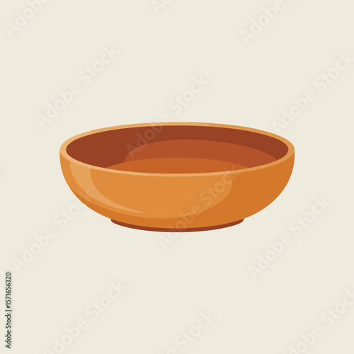 Simple clean illustration of an empty terracotta bowl on a neutral background