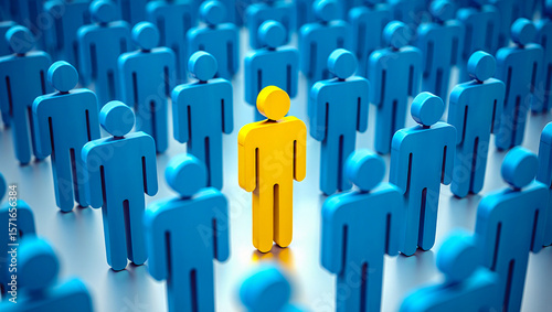 Stand out from the crowd concept leadership unique person different individuality talent distinction 3d