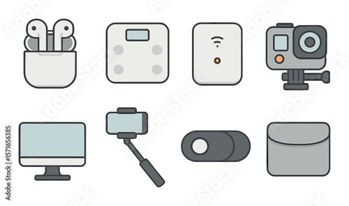 Digital device icon set. gadgets, electronics, smart, simple style vector icons.