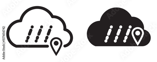 Weather location icon set with location pin sign