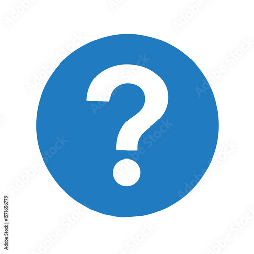A simple white question mark symbol inside a solid blue circle