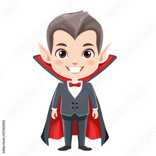 Cartoon Vampire Character – Vector Illustration on White Background for Halloween and Spooky Design Themes

