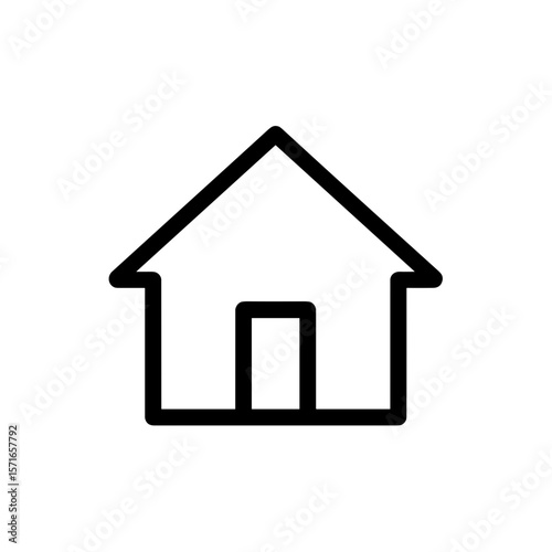 Simple house icon in minimalistic design with black outline  