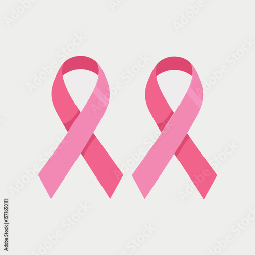 Two pink ribbons symbolizing breast cancer awareness on a light gray background