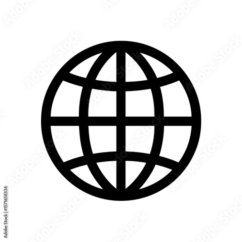Simple globe icon in black outline on white background  