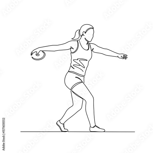 Woman throwing discus while preparing for competition in sporty attire  