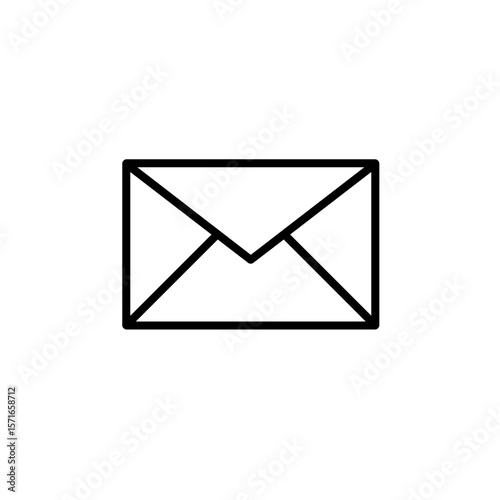 Icon of an envelope in simple line art style on white background  