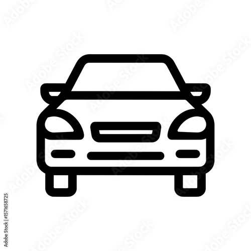 Simple black outline of a front view car illustration  
