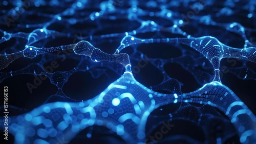 Exploring intricate blue patterns in a digital grid showcasing technological innovation