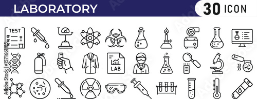 Laboratory icon set. research and lab equipment symbols