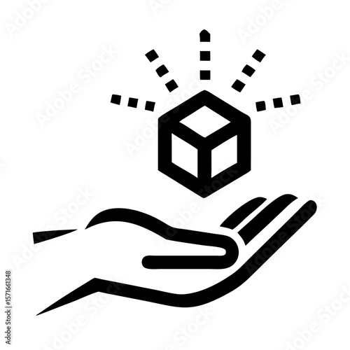 A clean and stylized black silhouette of a hand gently holding something vector design