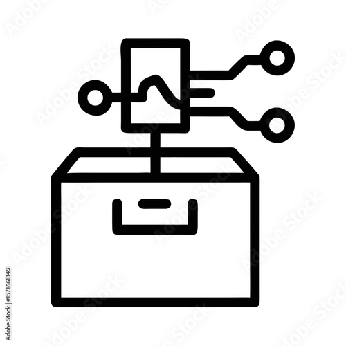Abstract silhouette of voting ballot box with ai integrated technology concept