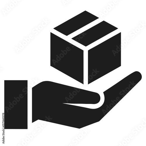 Stylized silhouette of a hand gently holding a box presenting ai future