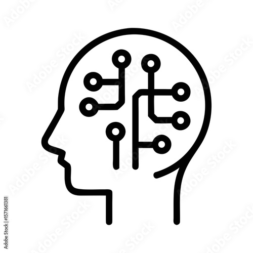 Silhouette depicting a gender neutral head profile representing artificial intelligence and future thinking