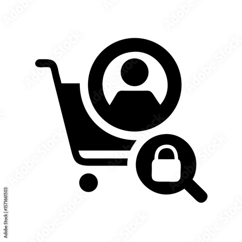 Shopping cart silhouette design incorporating a human profile for ai technology