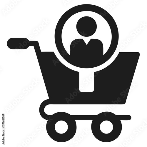 Shopping cart silhouette design with a stylized human profile perfect for future ai concepts