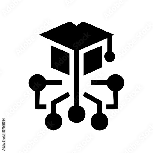 Abstract silhouette representation of education graduation and future data with ai