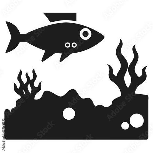 Futuristic underwater robotic fish silhouette design concept for innovation and technology