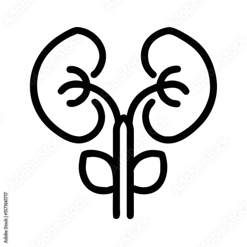 Stylized human organ design with three components in black silhouette style