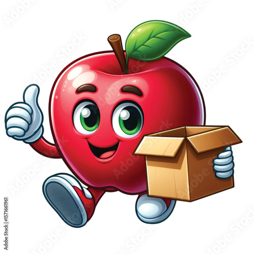 a apple with cartoon box vector